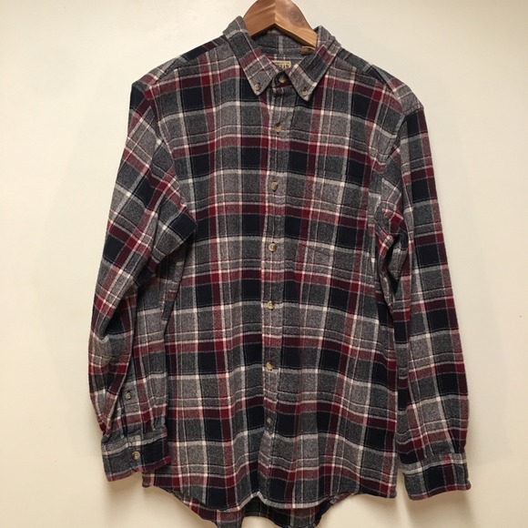 Red Head Men L Shirt Multicolored Flannel Heavyweight Plaid Button Up Cotton - Picture 1 of 11
